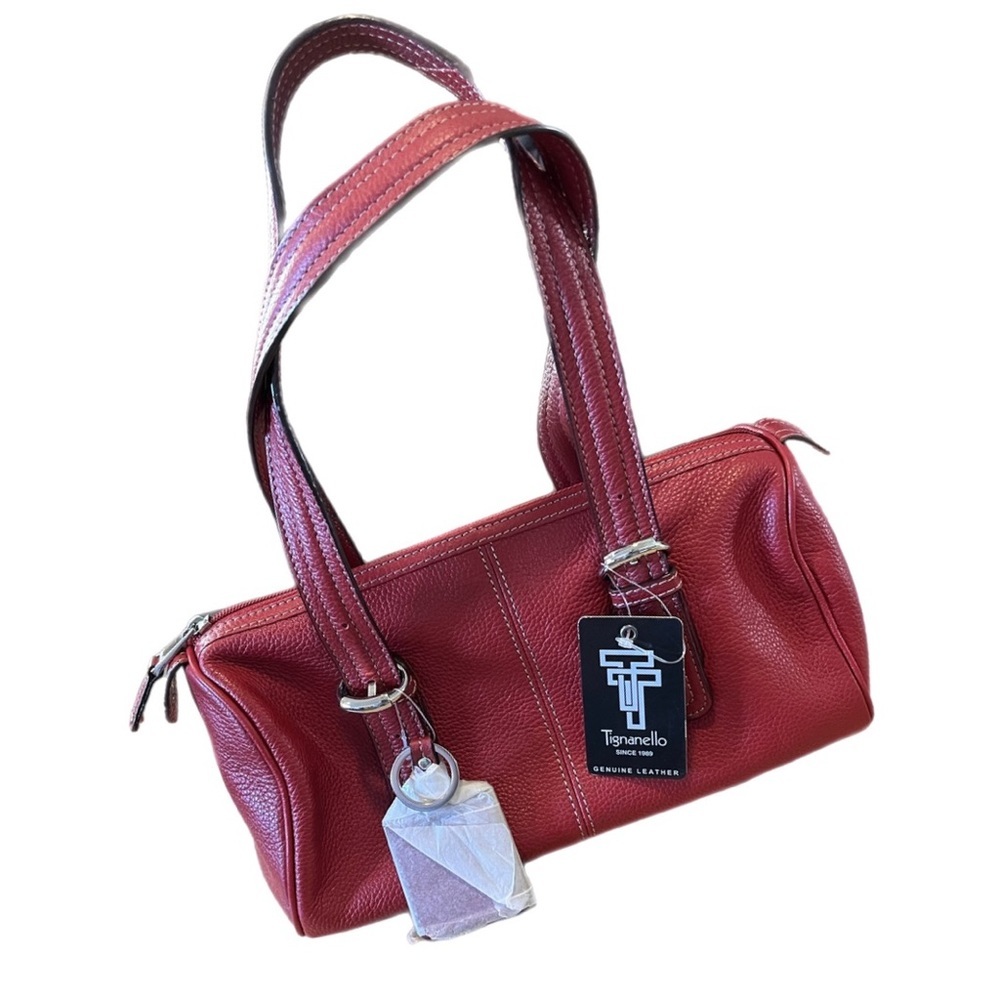 TIGNANELLO Pebbled Red Leather Satchel/Handbag 11 x 5 x 3.5